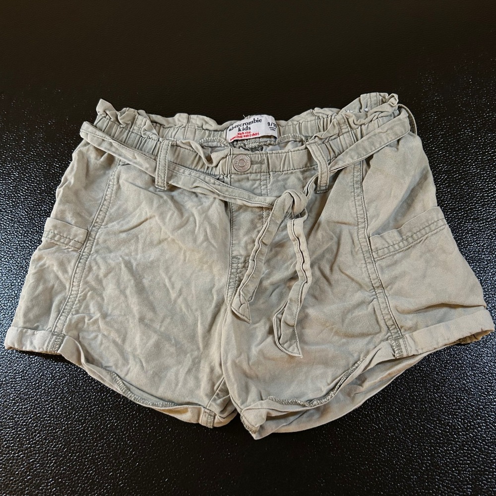 Abercrombie Kids Paerbag Shorts Belted High Rise Gray‎ Girls size 9/10